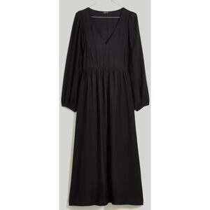 Madewell V Neck Empire Long Sleeve Flowy Chic Midi Dress US Women's XS New